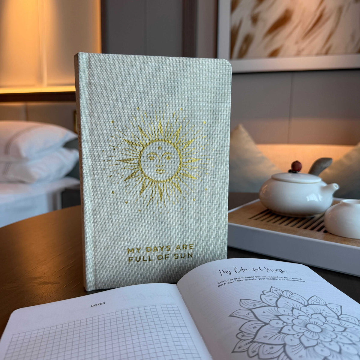 Ivory Sun Gratitude Journal — 120 Pages - Wellness & Gratitude Notebooks - SIXTH HOUSE