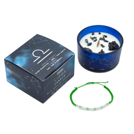 Libra Zodiac Crystal Candle & Gemstone Bracelet - Zodiac Crystal Candles with Gemstone Bracelet - SIXTH HOUSE