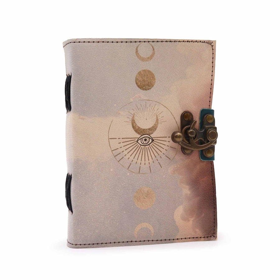 Moon Phases Leather Grimoire — 100 Pages - Leather Notebooks – Vintage Style Journals - SIXTH HOUSE