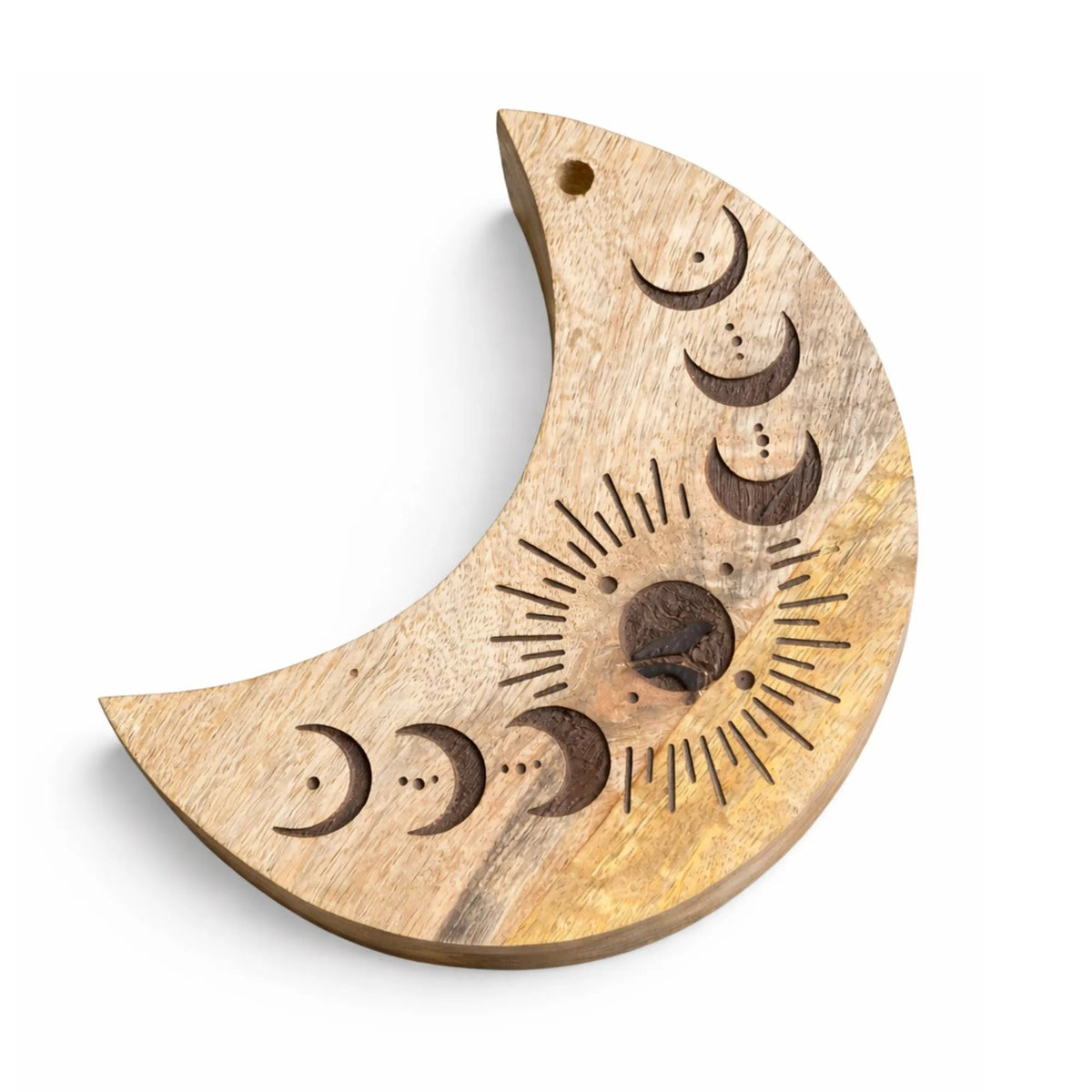 Moon-Shaped Mango Wood Sliding Box - Storage Box - SIXTH HOUSE