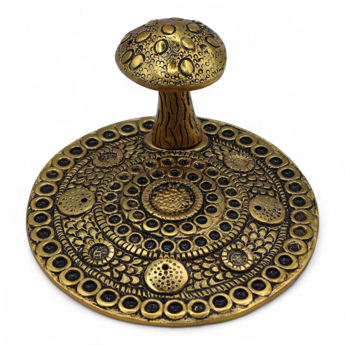 Mushroom Plate – Brass Effect – Incense Holder