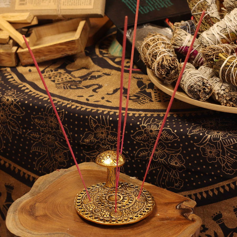 Mushroom Plate – Brass Effect – Incense Holder