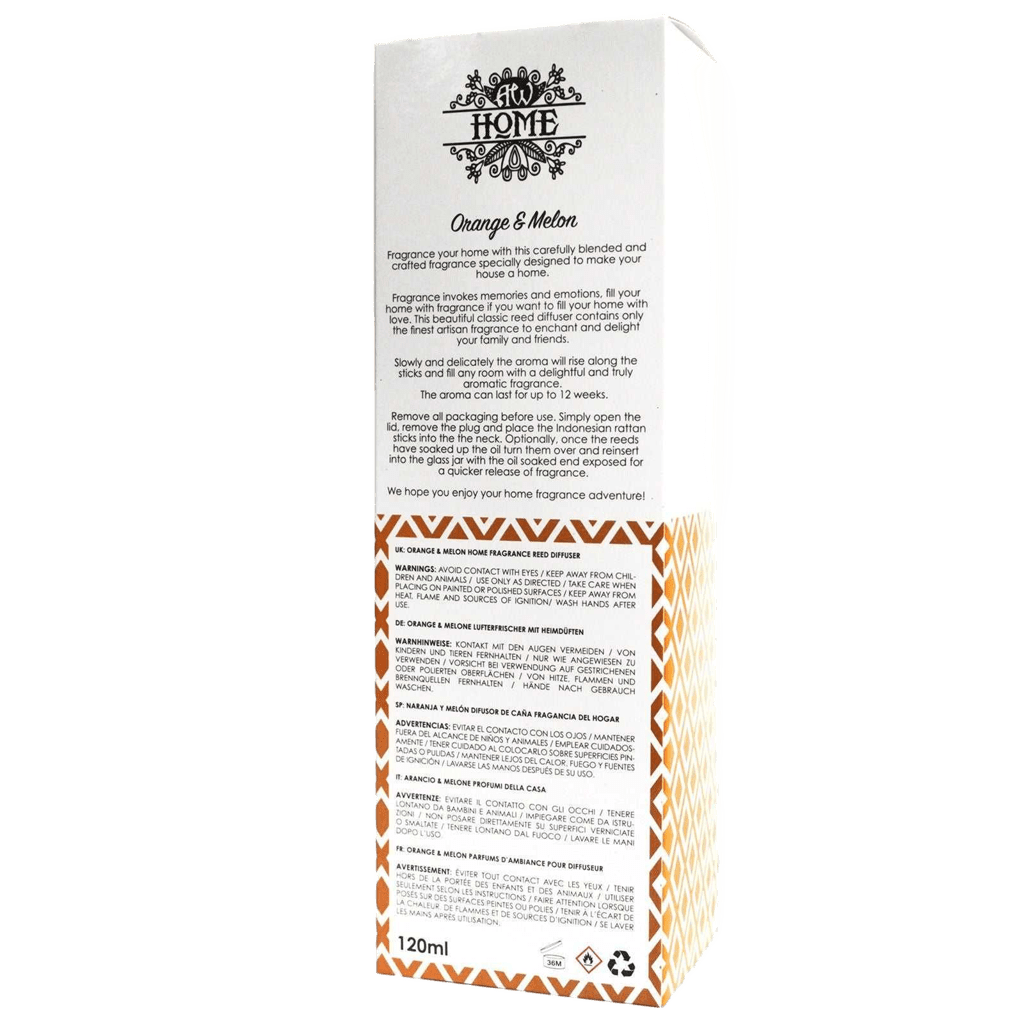 Orange & Melon Reed Diffuser – 120ml - Reed Diffuser - SIXTH HOUSE