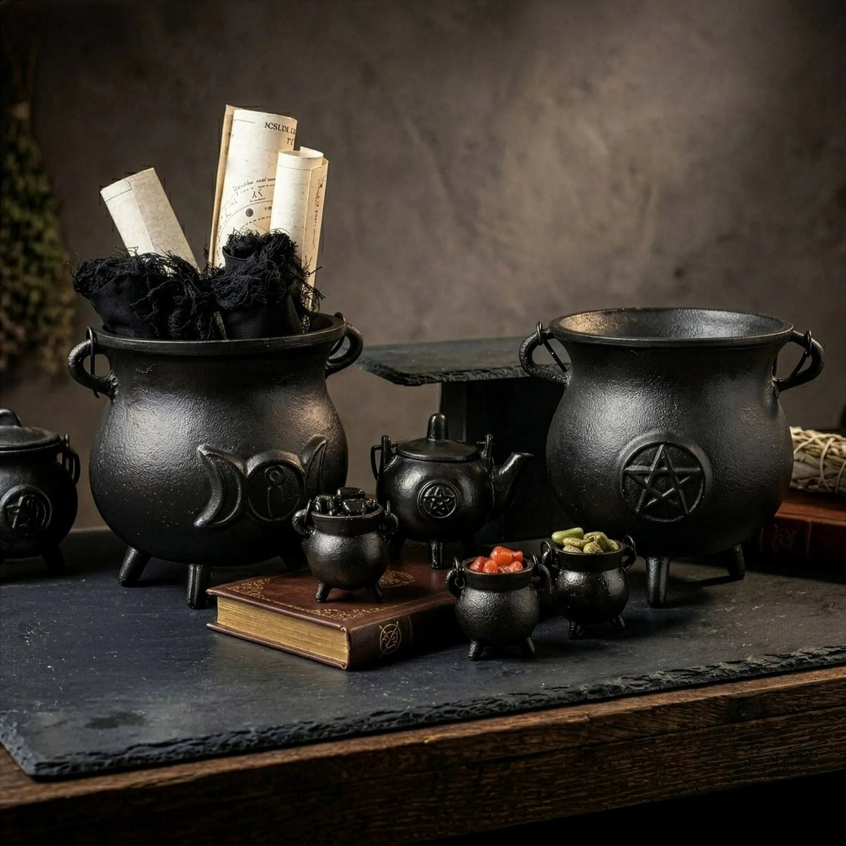 Pentagram Cast Iron Ritual Pot – 8 × 8 × 10cm - Ritual Pot - SIXTH HOUSE