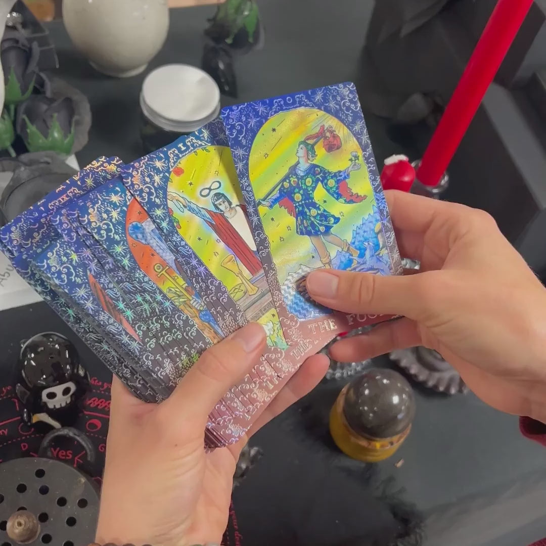 Blue Foil Tarot Card Set – Mandala & Booklet