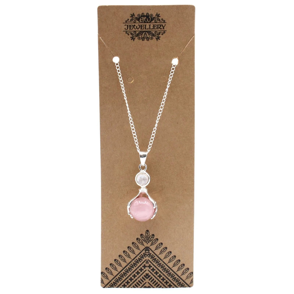 Rose Quartz Gemstone Hand Pendant Necklace - Gemstone Necklace - SIXTH HOUSE