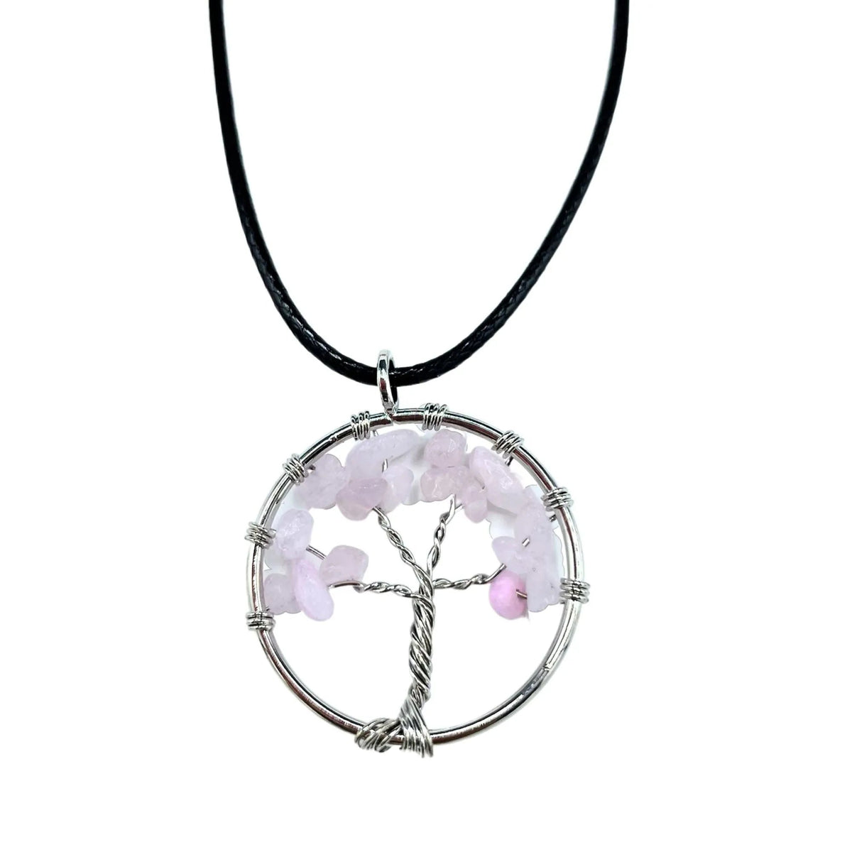 Rose Quartz Tree of Life Gemstone Necklace
