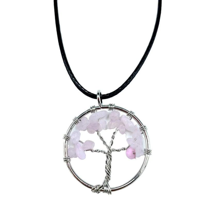 Rose Quartz Tree of Life Gemstone Necklace - Gemstone Necklace - SIXTH HOUSE