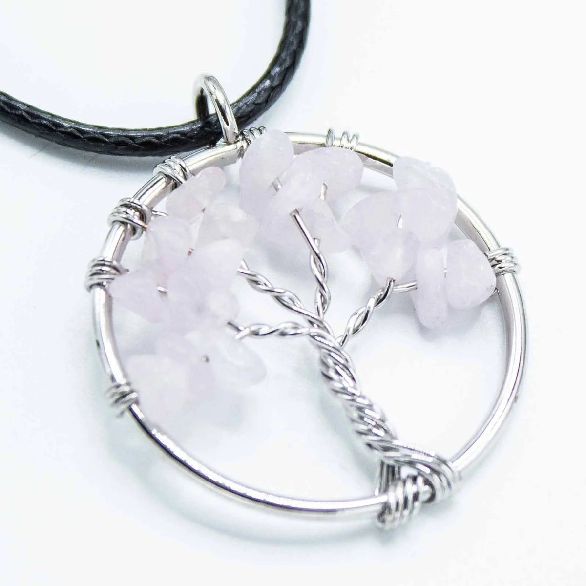 Rose Quartz Tree of Life Gemstone Necklace - Gemstone Necklace - SIXTH HOUSE