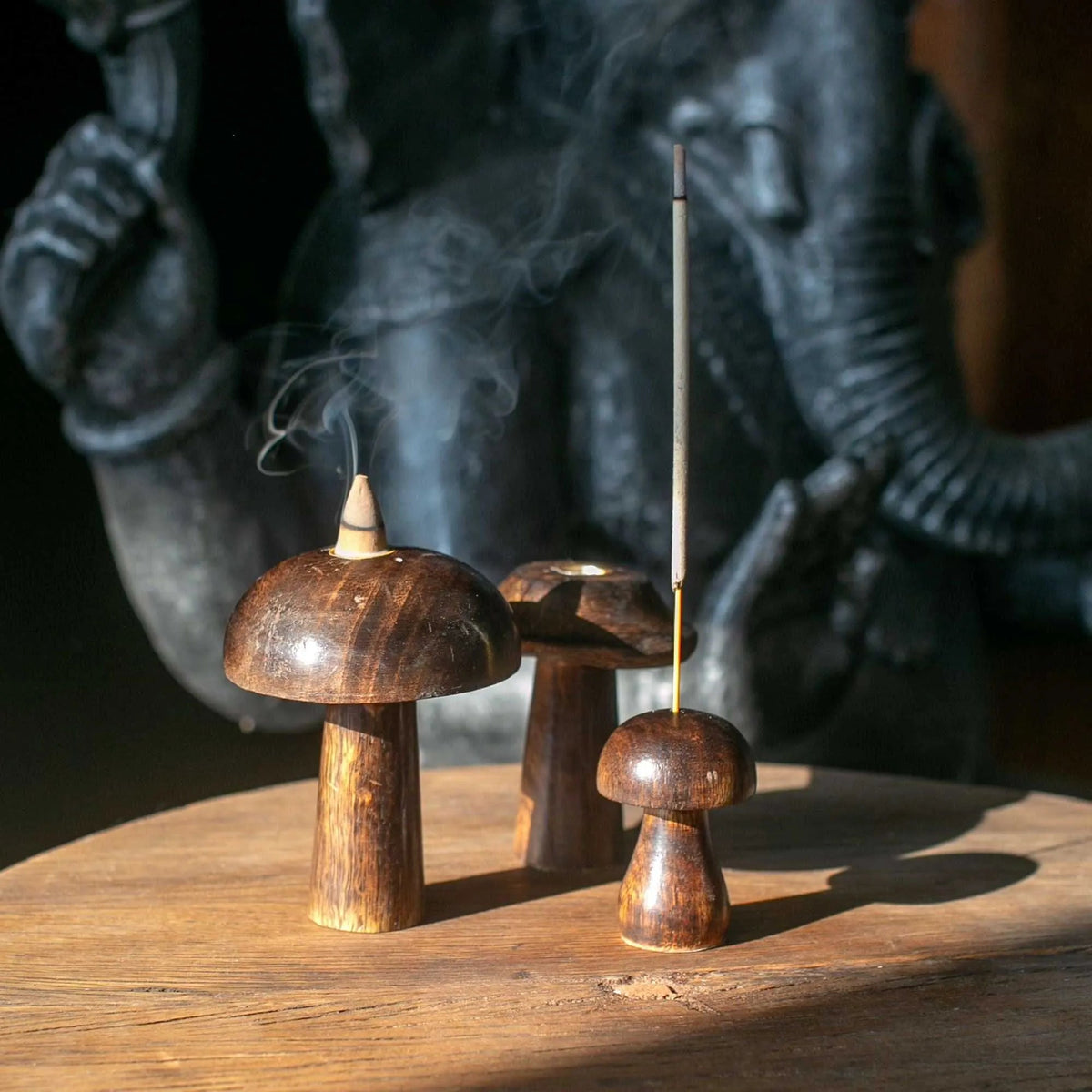 Set of 3 Mini Incense Mushrooms (8cm 7cm 6.5cm) - Incense Holder - SIXTH HOUSE