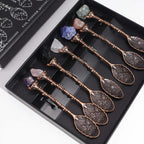 Seven Gemstone Spoons — Antique Bronze - Set of 7 Ancient Witch Gemstone Spoons - SIXTH HOUSE