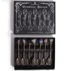 Seven Gemstone Spoons — Antique Bronze - Set of 7 Ancient Witch Gemstone Spoons - SIXTH HOUSE