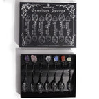 Seven Gemstone Spoons — Dark Silver - Set of 7 Ancient Witch Gemstone Spoons - SIXTH HOUSE