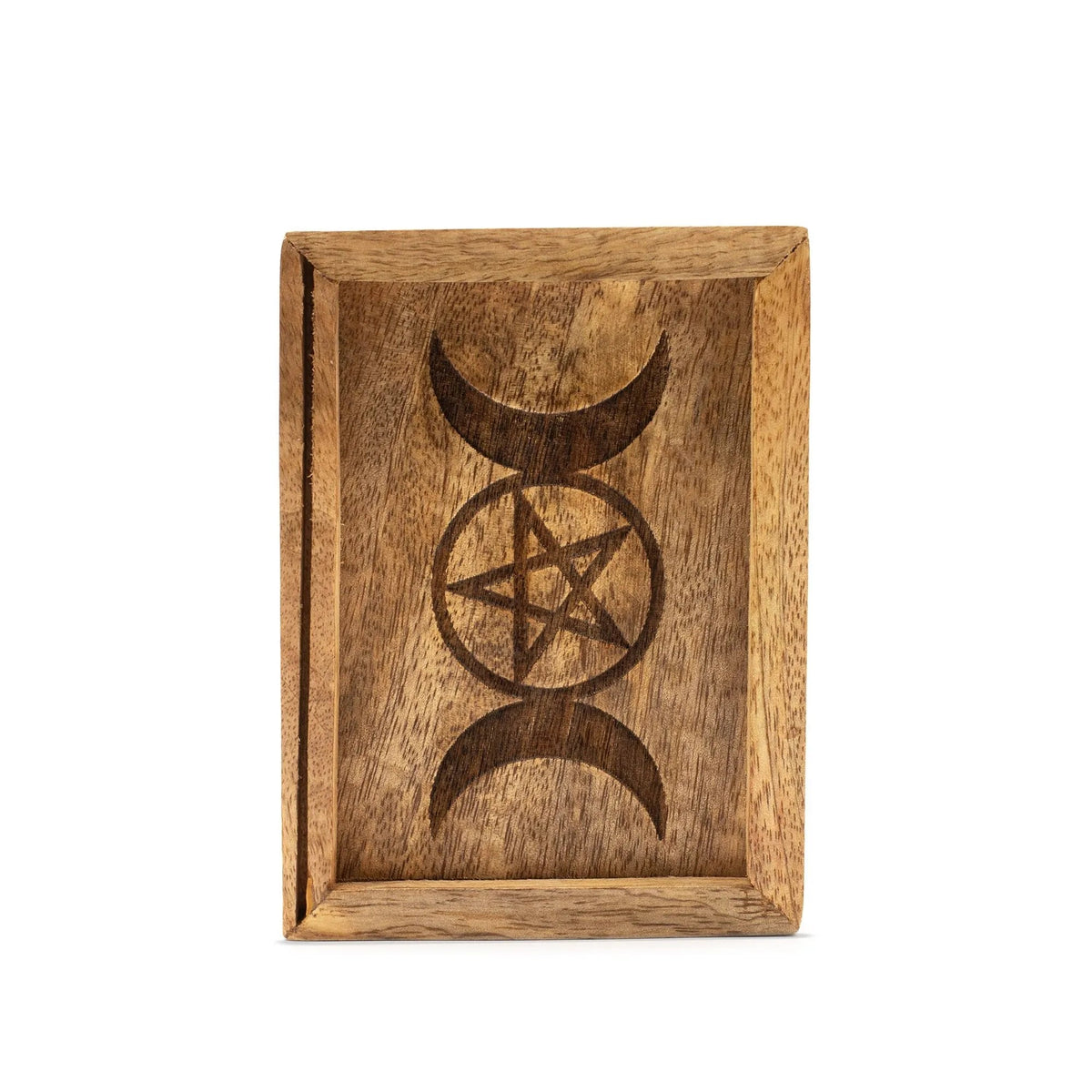 Small Mango Wood Tarot Box with Card Holder - Tarot Storage Box - SIXTH HOUSE