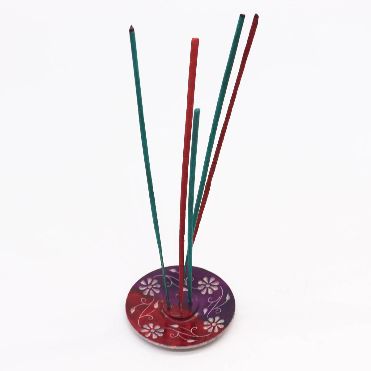 Soapstone Disc Incense Holder – Floral (5 stick holder) - Incense Holder - SIXTH HOUSE
