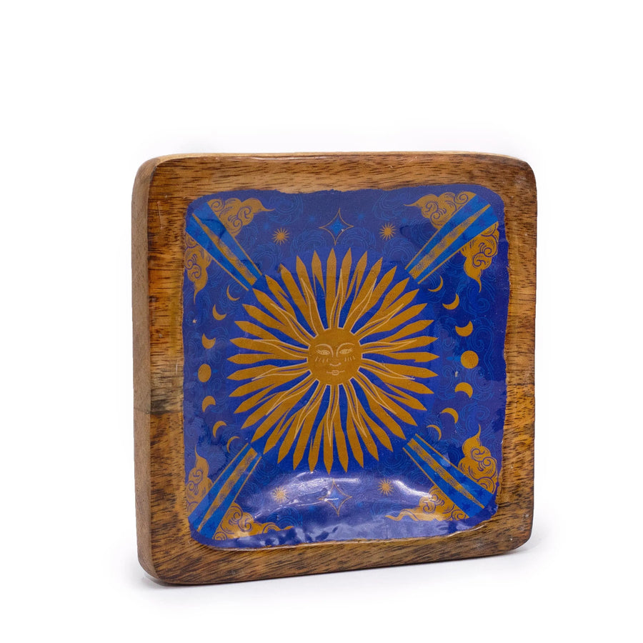 The Sun Enamel Mango Wood Trinket Tray - Trinket Tray - SIXTH HOUSE