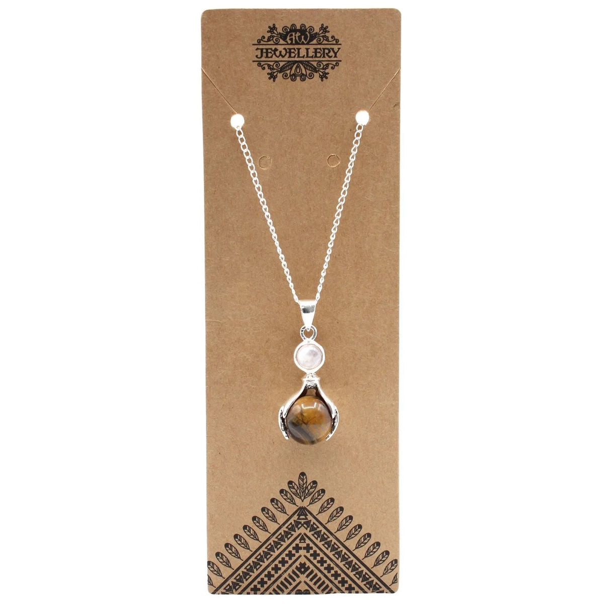 Tiger Eye Gemstone Hand Pendant Necklace - Gemstone Necklace - SIXTH HOUSE