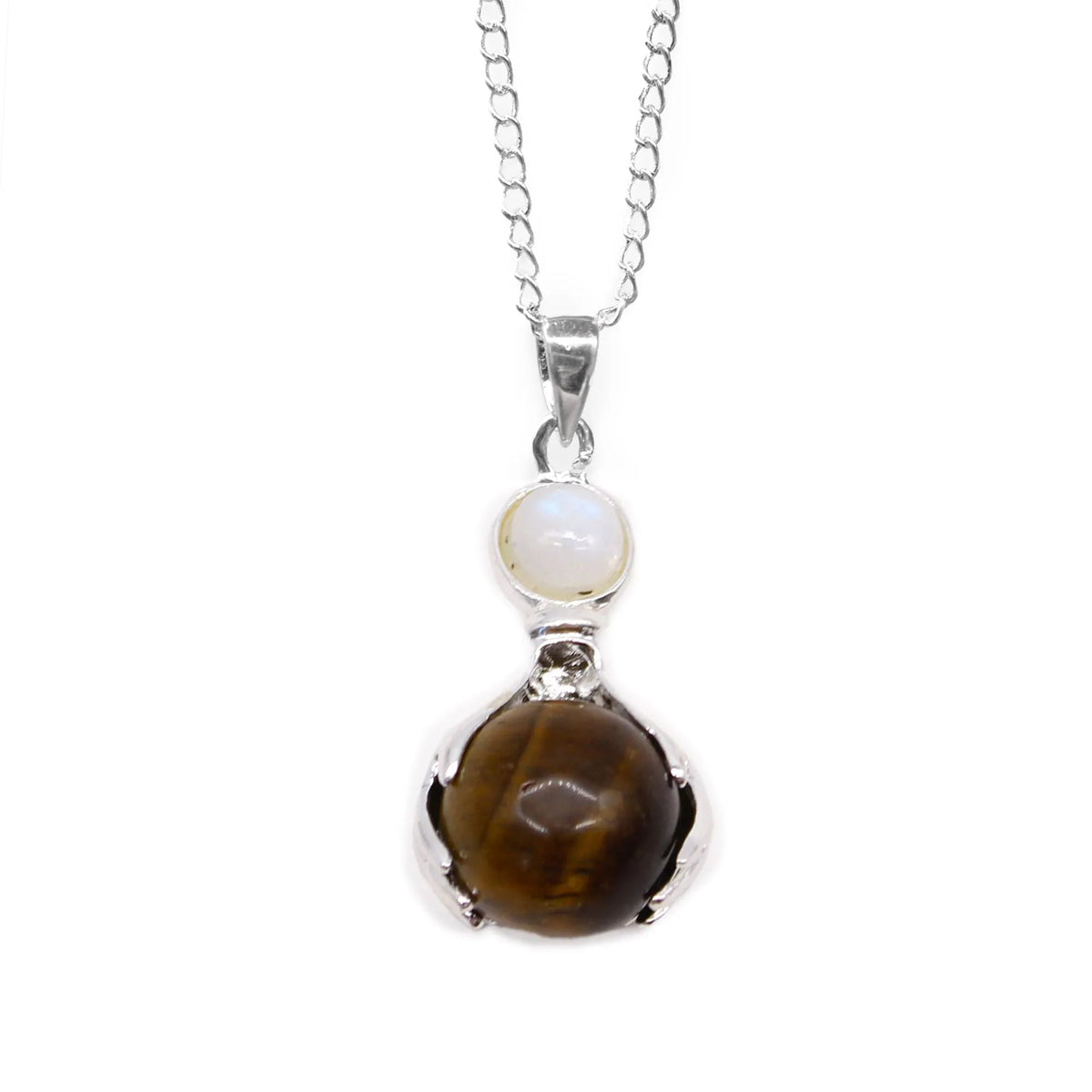 Tiger Eye Gemstone Hand Pendant Necklace