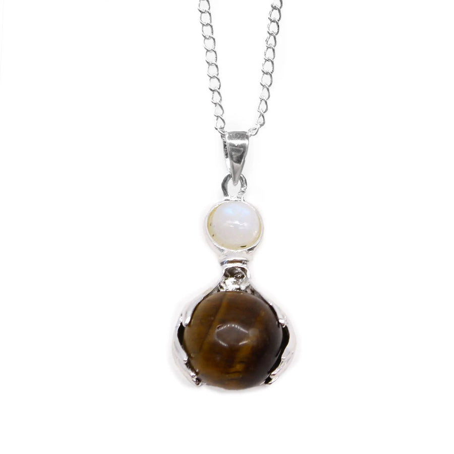 Tiger Eye Gemstone Hand Pendant Necklace - Gemstone Necklace - SIXTH HOUSE