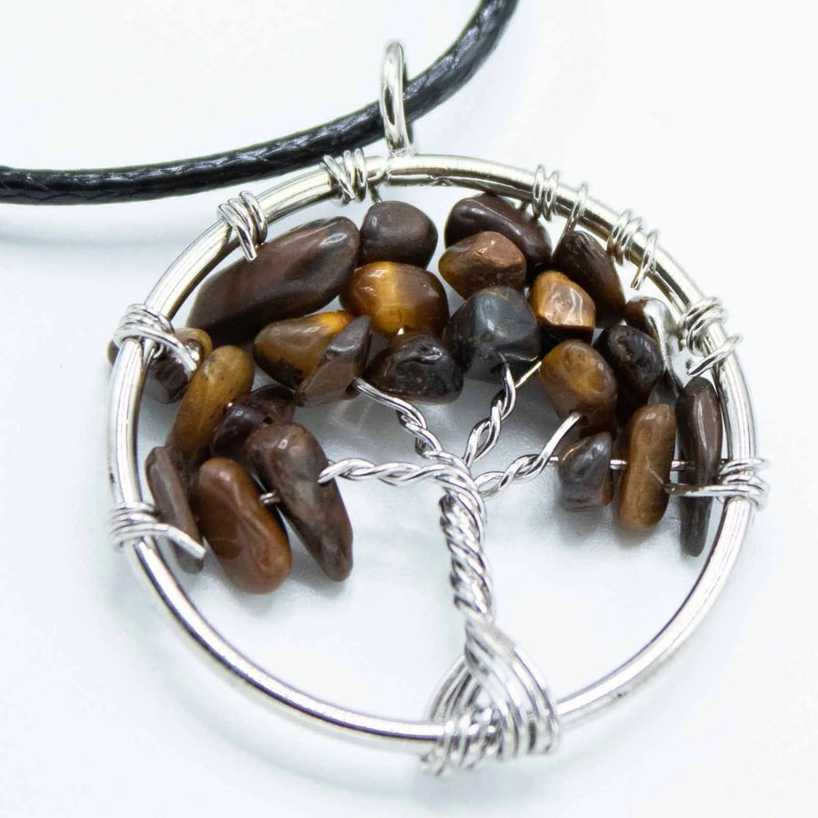 Tiger Eye Tree of Life Gemstone Necklace