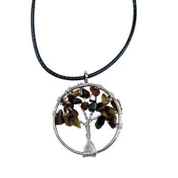 Tiger Eye Tree of Life Gemstone Necklace - Gemstone Necklace - SIXTH HOUSE