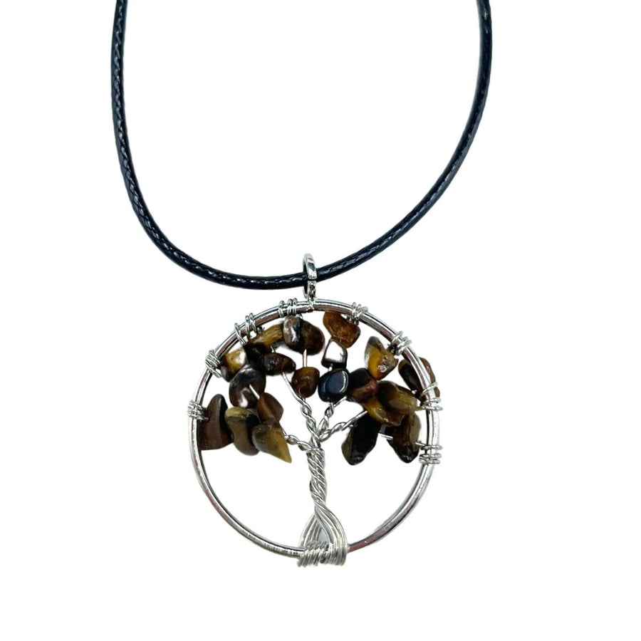 Tiger Eye Tree of Life Gemstone Necklace - Gemstone Necklace - SIXTH HOUSE