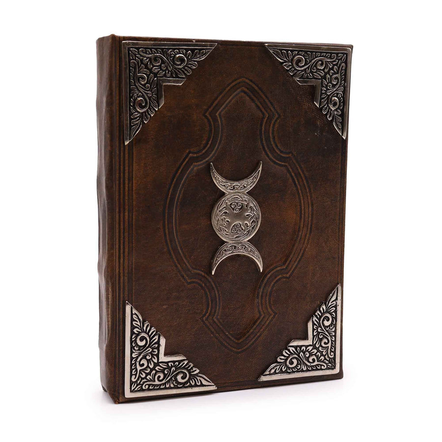 Triple Moon Leather Grimoire — 200 Pages - Leather Notebooks – Vintage Style Journals - SIXTH HOUSE